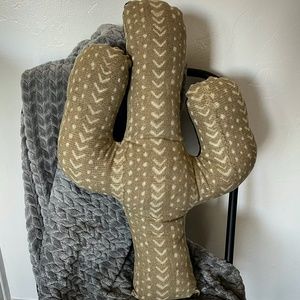 Beige African Mudcloth Saguaro Pillow